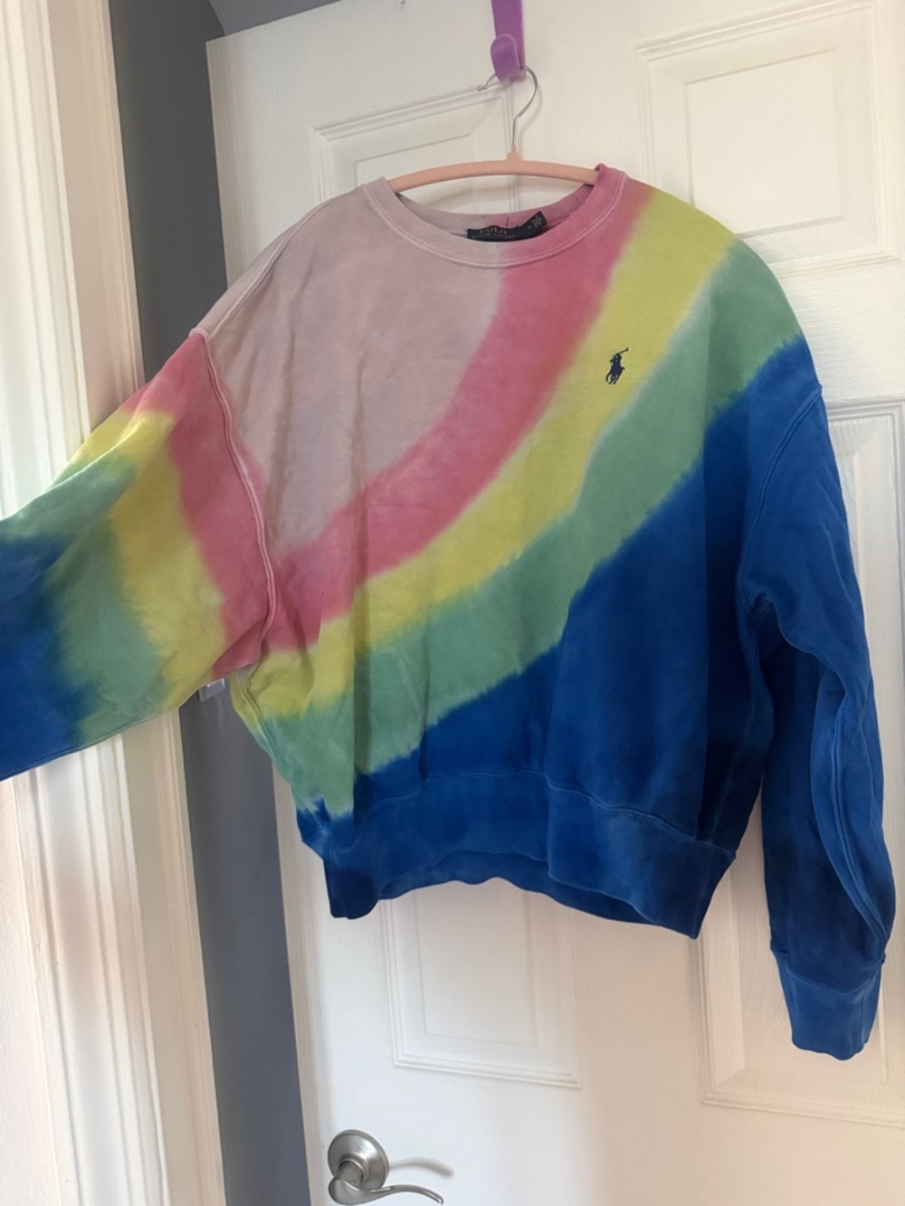 Ralph Lauren Pastel Rainbow Tie-Dye Sweatshirt - Blue, Pink, Yellow, Green